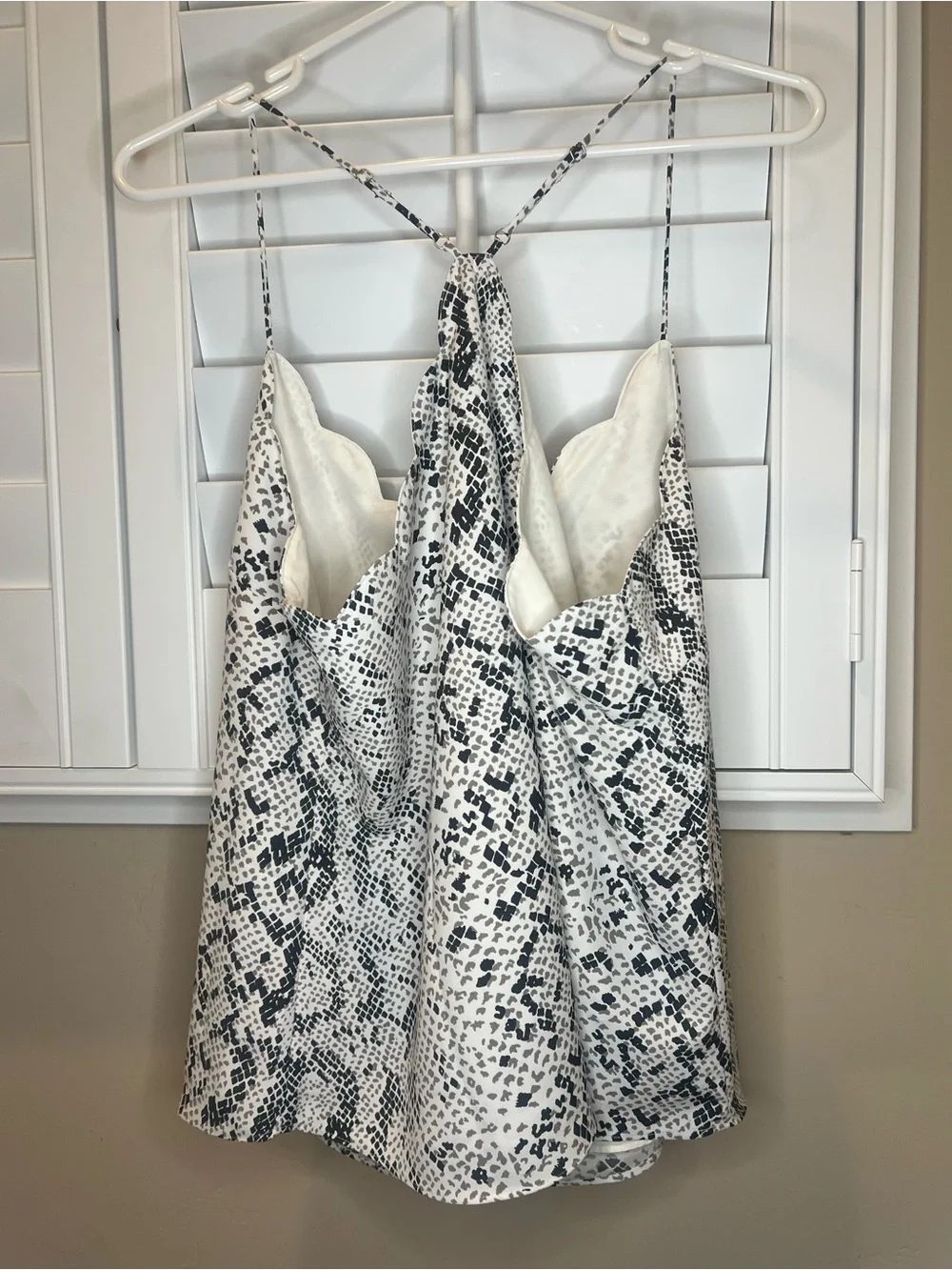 Women’s JCrew Snake Print Satin Cami Tank - White & Black size 14